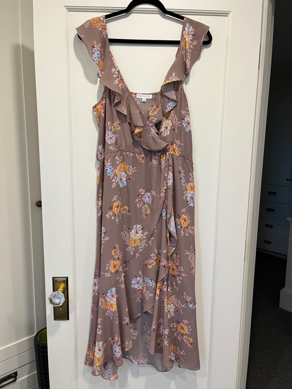 Socialite Mauve Floral Ruffle High-Low Dress